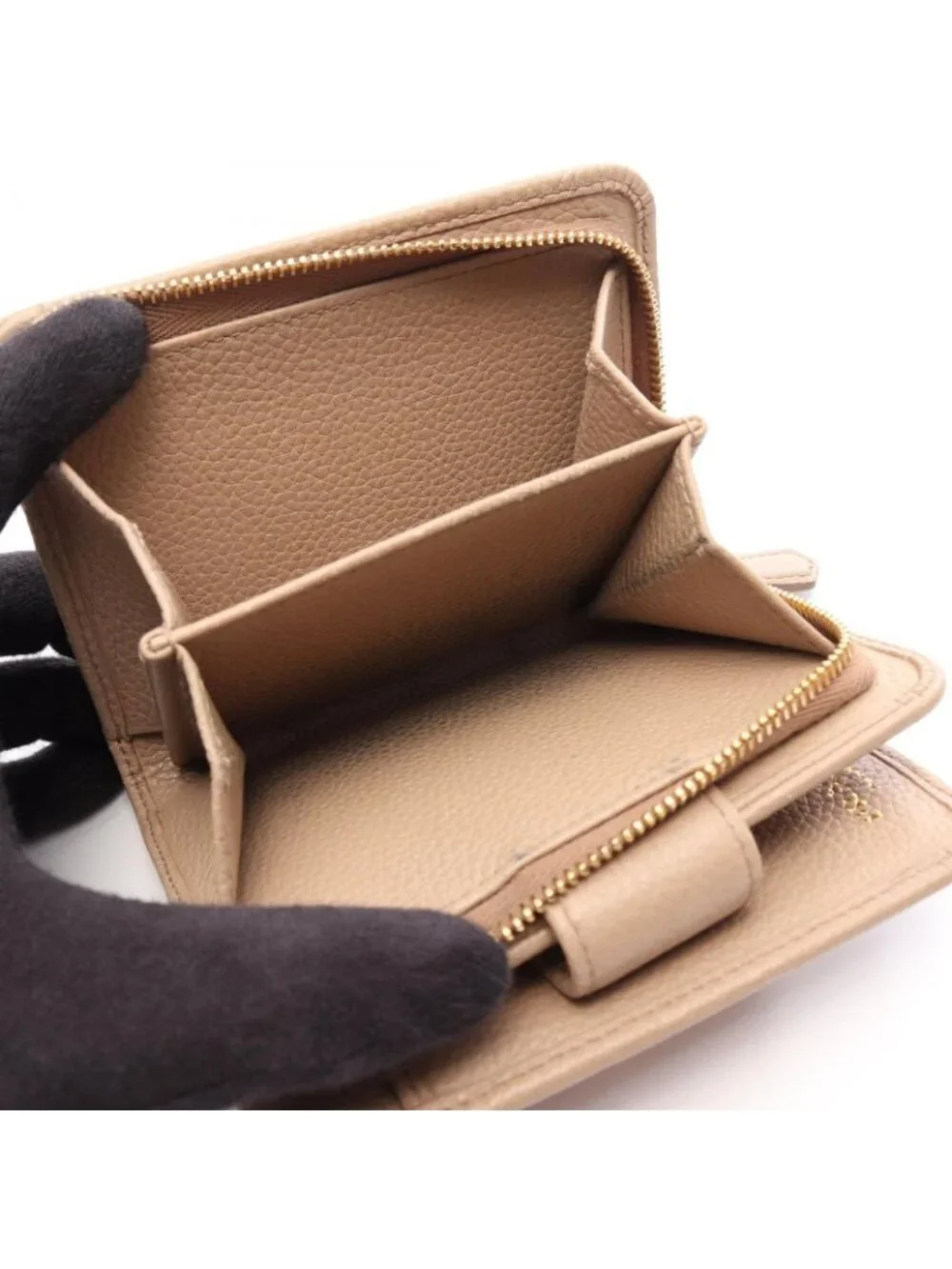 Prada Bifold Wallet Beige Leather L